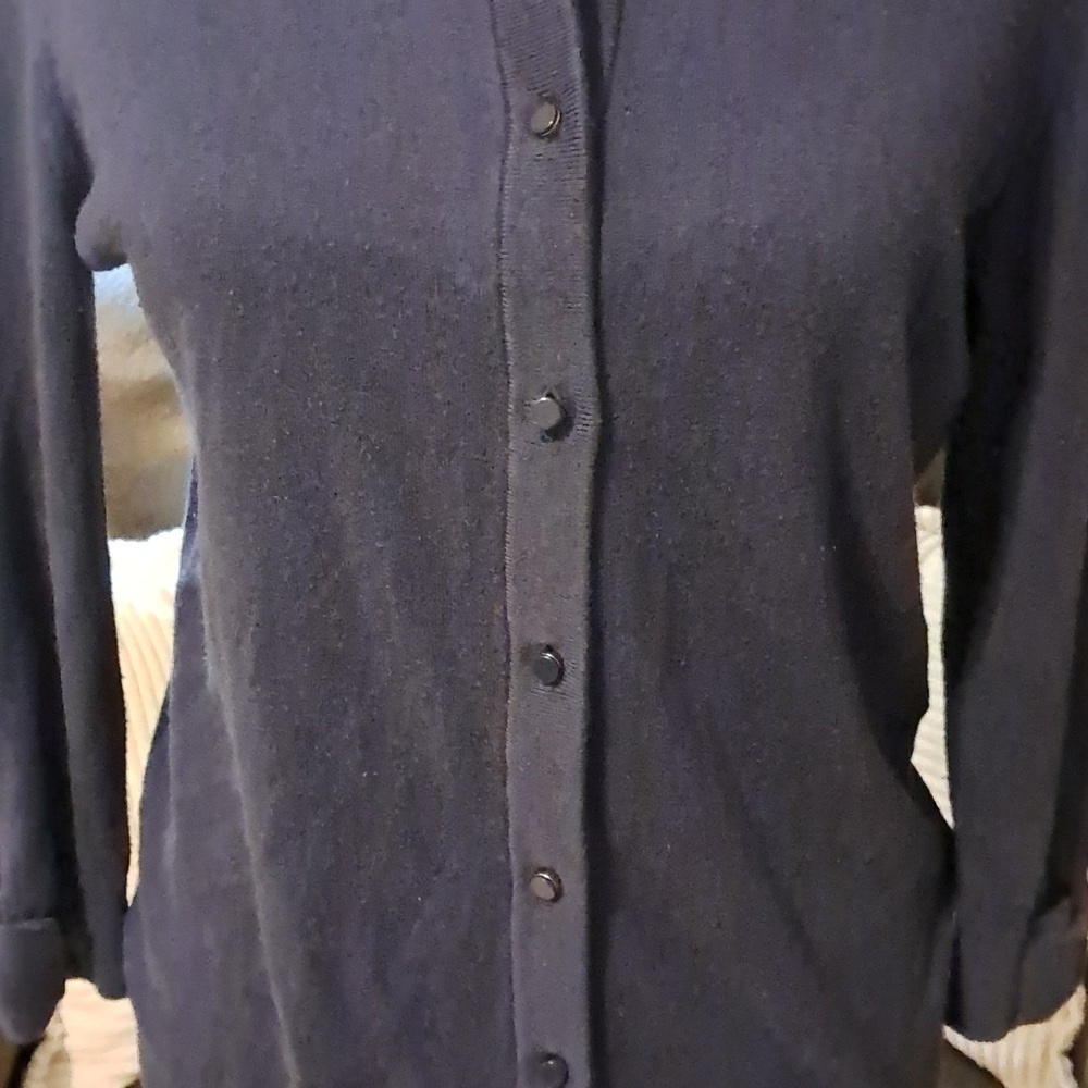 Kate Spade New York Live Colorfully Blue Bows Button Front Cardigan Sweater - Picture 4 of 11